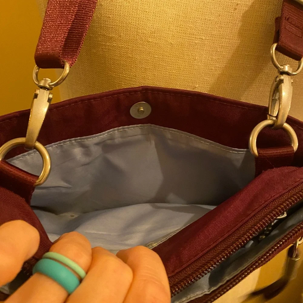 Baggalini plum adjustable Crossbody Bag organizer - Picture 7 of 9